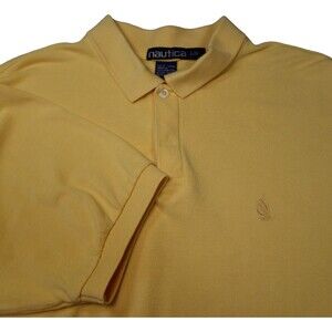 Nautica Golf Polo Shirt Men's Size Large Yellow Short Sleeve Cotton Classic Fit
